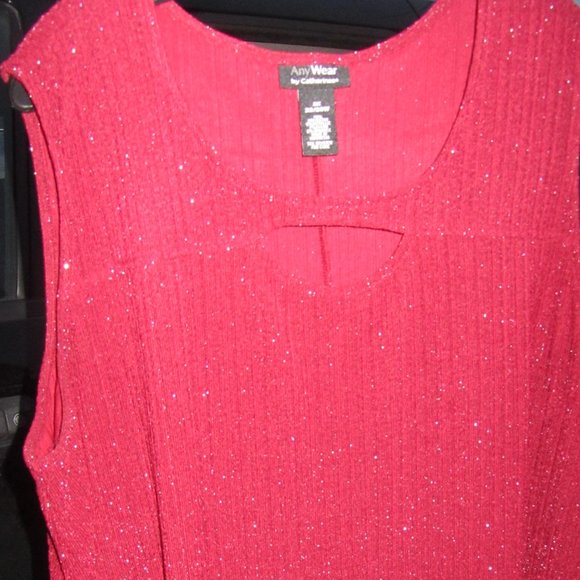 💕Plus Size 22/24 Catherines 2X Red Sparkly Dressy Sweater Cardigan/tank womens - Picture 7 of 7